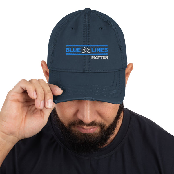 Blue Lines Matter Distressed Dad Hat